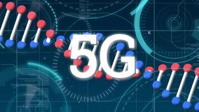 Animation of 5g text and dna strands over scopes scanning. global connections, data processing and digital interface concept digitally generated video. - Powered by Shutterstock - Get 15% off with code: PIKWIZARD15