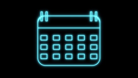 Calendar Icon Blue Glowing Neon Light Stock Footage Video (100% Royalty ...