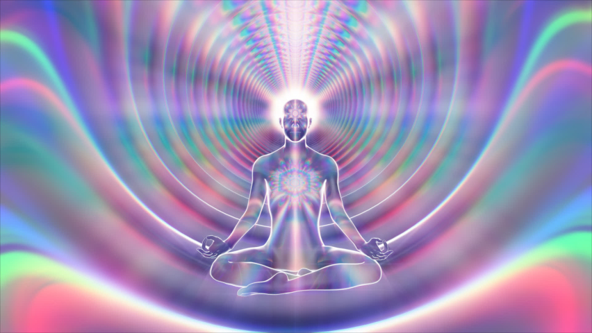 3d animation the radiance of a person's aura in meditation Royalty-Free Stock Footage #1081241825
