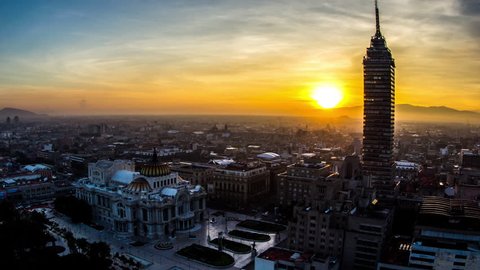 Sunrise in Bellas Artes and Torre Latinoamericana