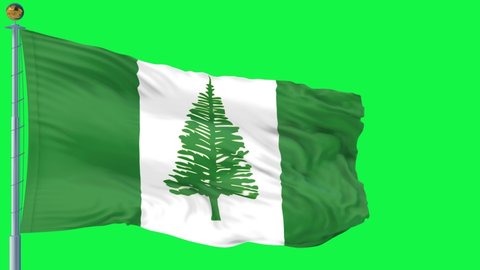Norfolk Island flag is waving 3D animation. Norfolk Island flag waving in the wind. National flag of Norfolk Island. flag seamless loop animation. 4K