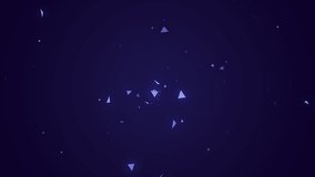 abstract triangle particles or confetti exploding animation. glowing geometric 3d shapes on dark blue background. low-poly live wallpaper, banner or presentation. animated loop footage - Powered by Shutterstock - Get 15% off with code: PIKWIZARD15