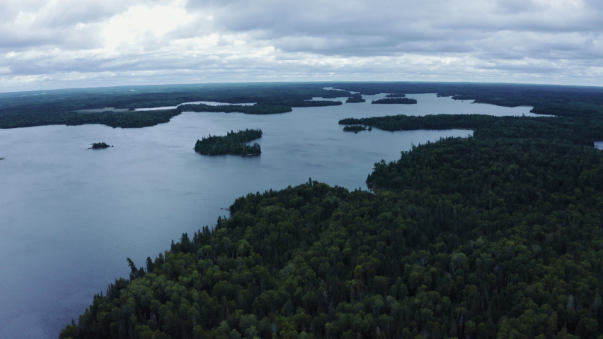 Scenic Landscape Aerial Footage of Beautiful Lake Superior and Surrounding Wilderness