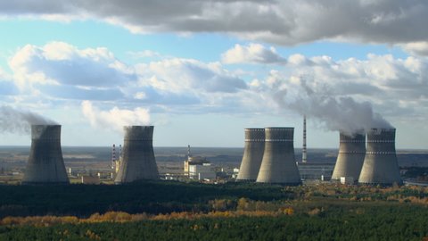 Nuclear power plant in Ukraine aerial view