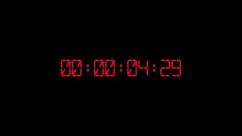 30 Second Count Down Red Digital Font in black background 00:00:30:00 Countdown Electronic Led Digits