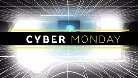 Digital animation of cyber monday text banner against multiple round scanners and data processing. sale discount and retail business concept - Powered by Shutterstock - Get 15% off with code: PIKWIZARD15