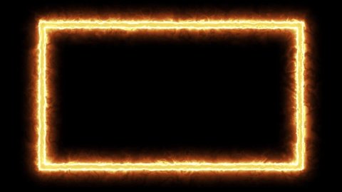 Rectangular Fire effect Animation. Fire Flame Gradually Appearing in A rectangle Frame. Burning Rectangle Borders with Continues Fire Flare
