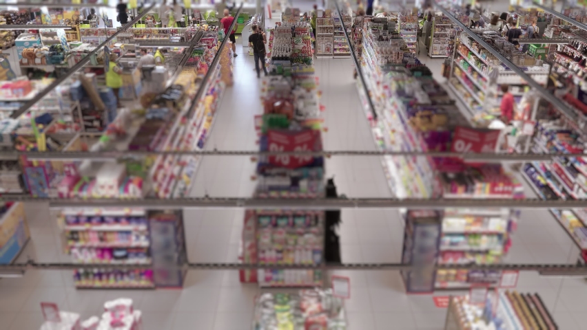 Supermarket. Top view of a grocery store | Shutterstock HD Video #1081289738