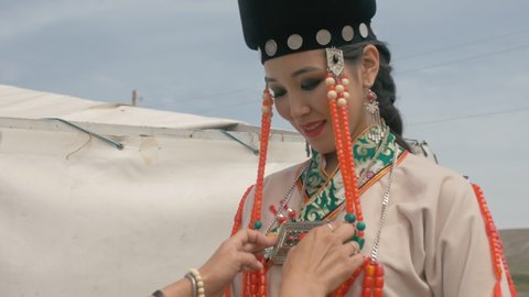 YELANTSY, RUSSIA - JULY 15, 2019: Buryat International Ethnocultural Festival Yordyn games, Erdyn, Erdynsk. Sacred Mountain Yehe Erdo, Ehe.