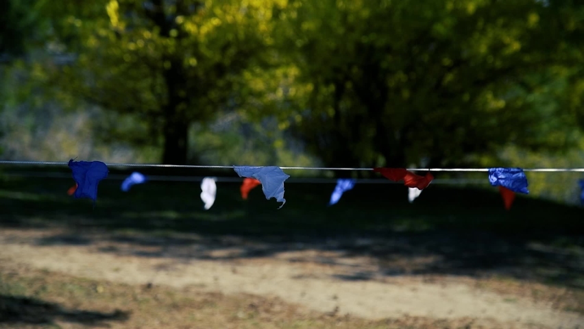 Mountain bike competitions. Extreme mountain biking over rough terrain. The route for driving is marked with flags