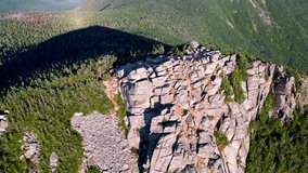 Flat Irons rock formations in Boulder. New Hampshire USA. Top cinematic aerial shot. Beautiful mountainous desert landscape. Wild nature and landscape from above.