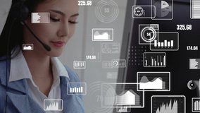 Customer support call center provide data in conceptual vision . Business and communication technology concept . - Powered by Shutterstock - Get 15% off with code: PIKWIZARD15