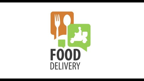 Animated Video Logo Food Delivery Courier Stock Footage Video (100% ...