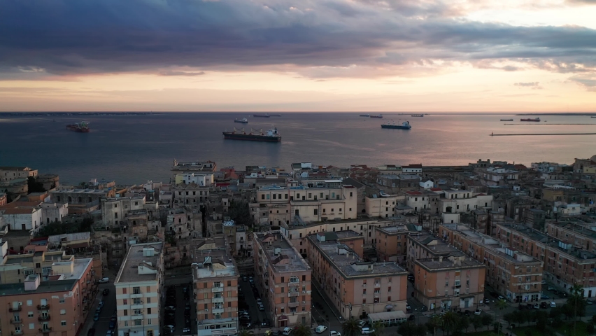 Aerial view of Taranto city, Italy - Puglia