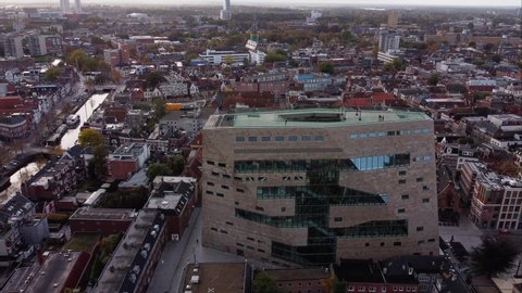 GRONINGEN, NETHERLANDS - 23. OCTOBER 2021: Orbiting the Forum, a modern architectural building in the city center