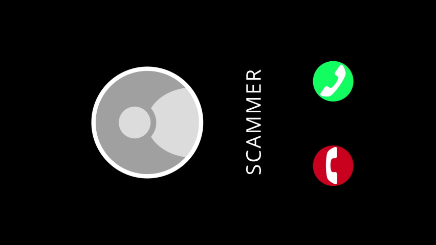 Vertical Screen Scammer Call Animation with Accept and Decline Option on Black Background