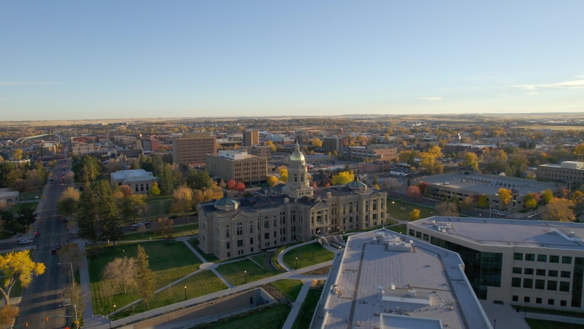 Wyoming State Capitol in Cheyenne Aerial View