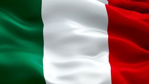 Italian flag. National 3d Italian flag waving. Sign of Italy seamless loop animation Closeup 1080p Full HD 1920X1080 footage video waving in wind. Italian flag HD resolution Background 1080p
