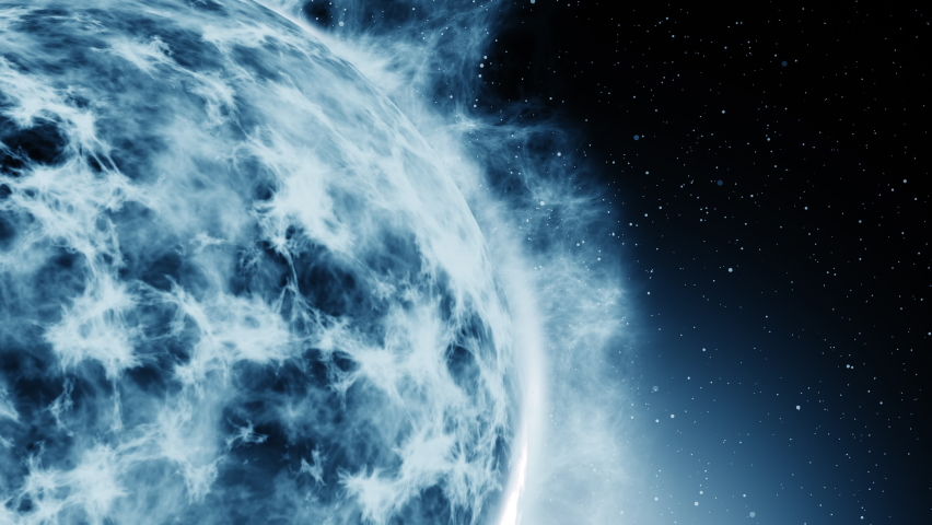 Calm Abstract Background With Blue Planet And Stars  For Titles, Credits, Intros, Logo Reveals,  