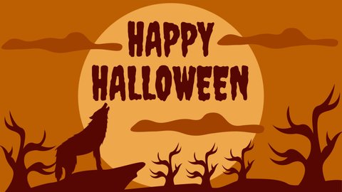 Animated Silhouette of Howling Wolf in Front of Moon Light. Great to use on Halloween and Trick or Treat Party.