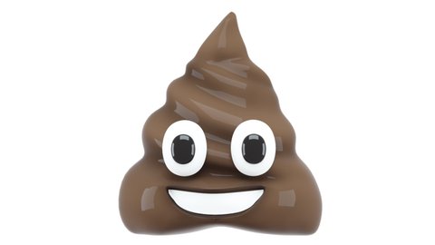 Cheerful smiley 3d render turd. Symbol of dirty smelly deeds and total bad luck. Humorous sign of toilet and bad smell. Funny excrement an indicator of crude digital humor.