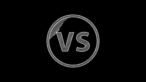 White line VS Versus battle icon isolated on black background. Competition vs match game, martial battle vs sport. 4K Video motion graphic animation.