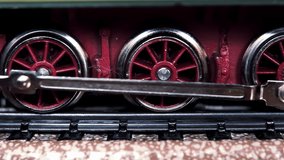Model Train on Railway Tracks. Low Angle View. Zoom In. 4K Resolution. - Powered by Shutterstock - Get 15% off with code: PIKWIZARD15