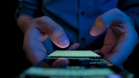 Young Adult Man Use Smart Phone for Write Send Message Close up. Hold in Hand Cell Phone. Concept Mobile Tech 5g and People Sharing and Reading Sms Display. Successful Share Browsing Receive Push Iot - Powered by Shutterstock - Get 15% off with code: PIKWIZARD15