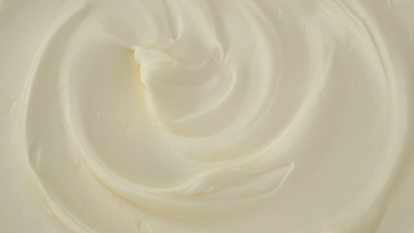 Mayonnaise closeup, rotate. Sour cream, fresh greek yogurt close up. 4K UHD video Royalty-Free Stock Footage #1081412468