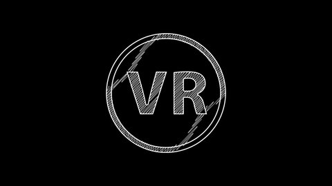 White line Virtual reality glasses icon isolated on black background. Stereoscopic 3d vr mask. 4K Video motion graphic animation.