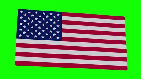 USA flag waving in the wind (greenscreen + black background + luma matte transparent) 3d rendering