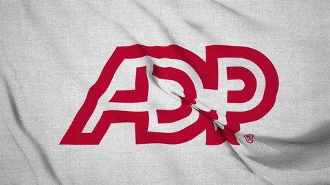 SALERNO, ITALY - OCTOBER 16, 2021: Animated logo of the ADP logo. Automatic data processing. ADP logo flag Automatic data processing