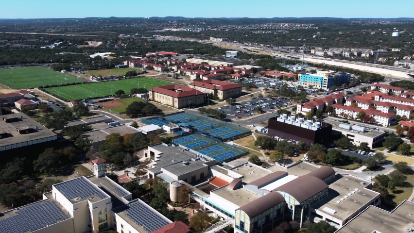 Drone footage of the University of Texas at San Antonio college campus.