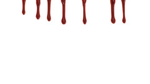 Blood dripping down over white background with matte