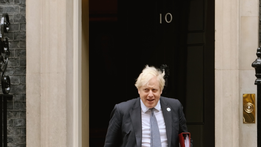LONDON, 27 OCT 2021 - Boris Johnson leaves Downing Street ahead of Prime Ministers Questions in Parliament on the day the 2021 Autumn Budget is presented in Parliament, London, England, UK