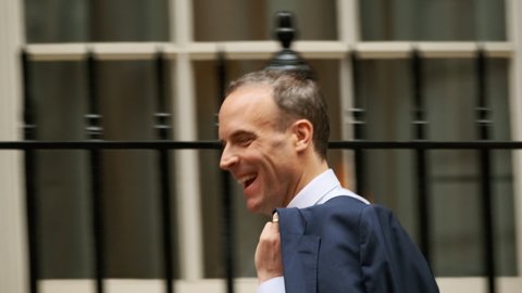 LONDON, circa 2021 - Dominic Raab, Deputy Prime Minister, Lord Chancellor and Secretary of State for Justice, is seen in Downing Street, London, UK