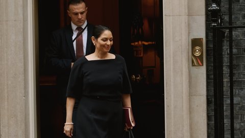 LONDON, circa 2021 - Priti Patel, British Secretary of State for the Home Department, is seen in Downing Street, London, England, UK