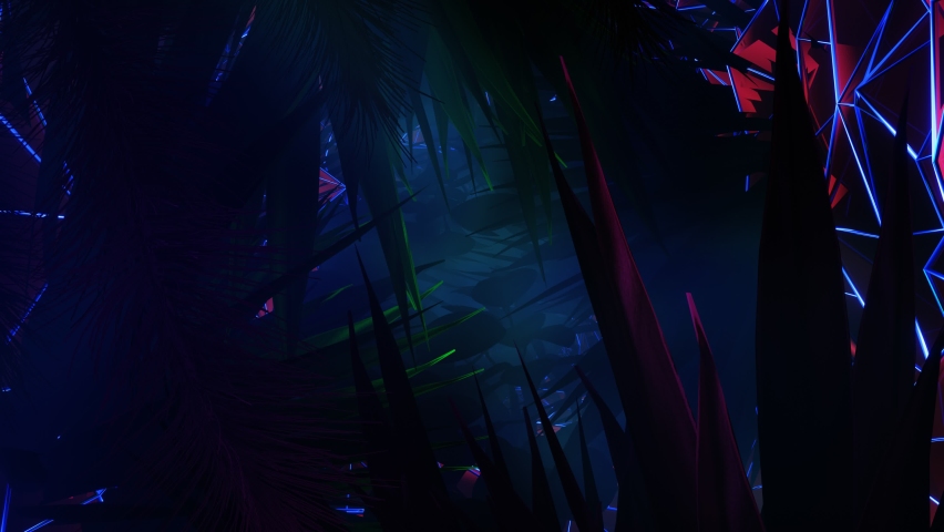 VJ Loops abstract background - Night neon jungle. Royalty-Free Stock Footage #1081447301