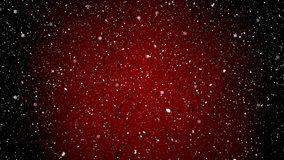 Animation of snow falling at christmas over shapes on red background. christmas, winter, tradition and celebration concept digitally generated video.