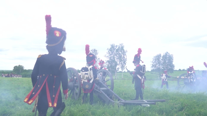 Borodino field,19 August 2021:Borodino battle historical reenactment 1812.
