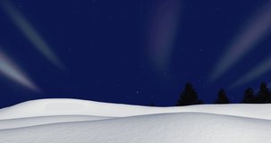 Animation of winter scenery at christmas over aurora. christmas, winter, tradition and celebration concept digitally generated video.