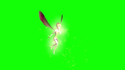Fairy Flying on Green Screen