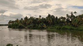Beautiful riverside view of Kerala.4k video footage