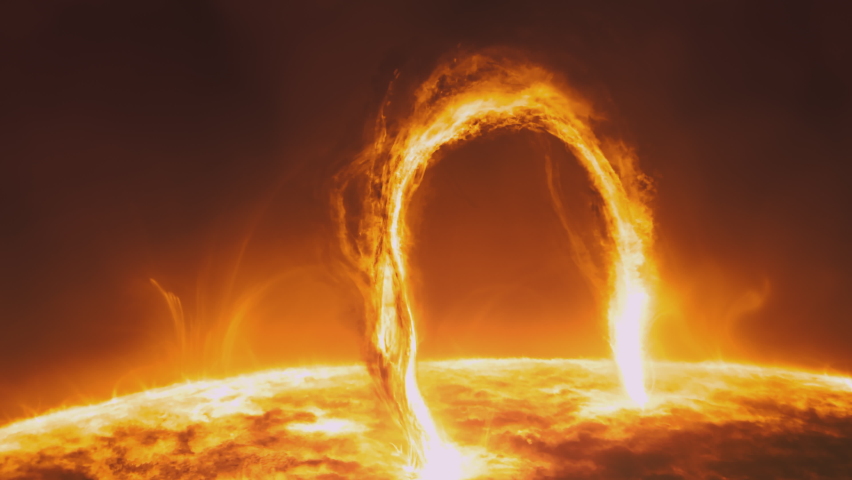 Close up of the sun with giant solar flare erupting. Sun surface series in 4k. | Shutterstock HD Video #1081458923