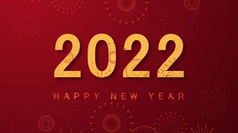 Chinese new year 2022 year of the tiger. Chinese New Year background with golden fireworks on red background. Concept for holiday banner, Chinese New Year Celebration loop background decoration.