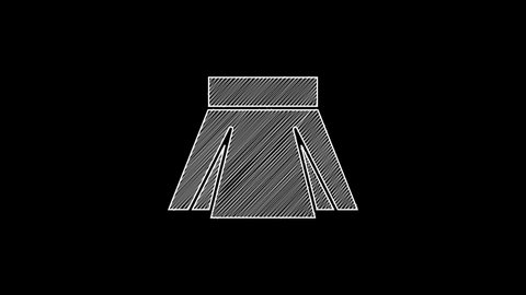 White line Skirt icon isolated on black background. 4K Video motion graphic animation.