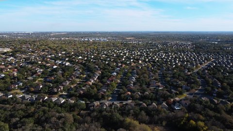 Drone footage of neighborhoods in San Antonio, Texas.