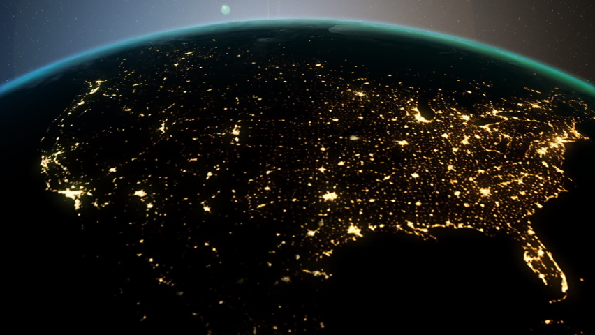 Globe Sunrise animation from space overlooking North America, USA, Texas, Gulf of Mexico, Canada | Shutterstock HD Video #1081480988