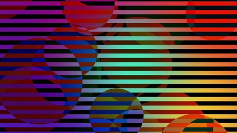 Op Art video. Multicolor optical illusion. 3D pattern. Circles and stripes. Meditation footage. Looped motion. Psychedelic hypnotic transformation. Looping animation geometric footage. Vj loops. 4K