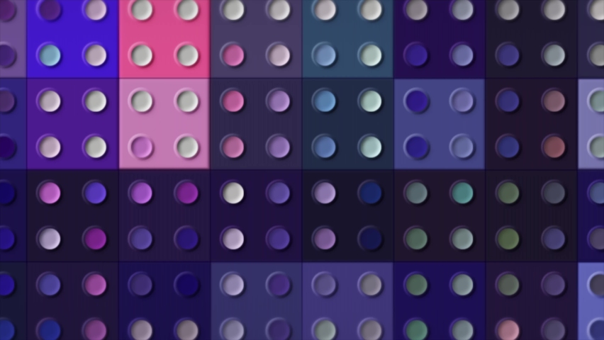 Colorful flashing cubes with dots. Motion. Colorful squares with dots blink in different colors. Rotating background of colorful lego squares Royalty-Free Stock Footage #1081483577
